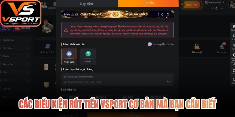 Các điều kiện rút tiền VSport cơ bản mà bạn cần biết